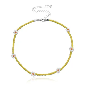 YELLOW FLOWER BEADED necklace