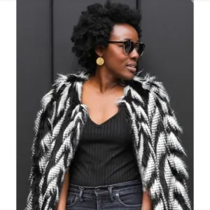 Yoki Women Stunning Black Gray‎ Faux Fur Feather Coat Size M Bohemian Streetwear