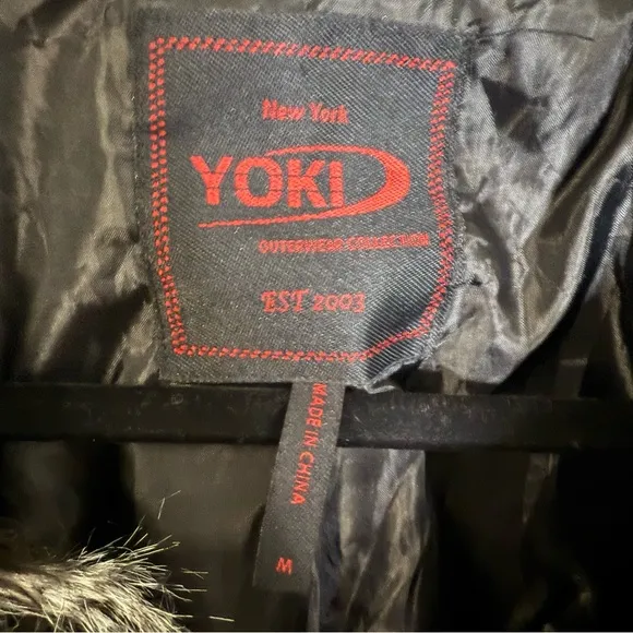 Yoki Women Stunning Black Gray‎ Faux Fur Feather Coat Size M Bohemian Streetwear