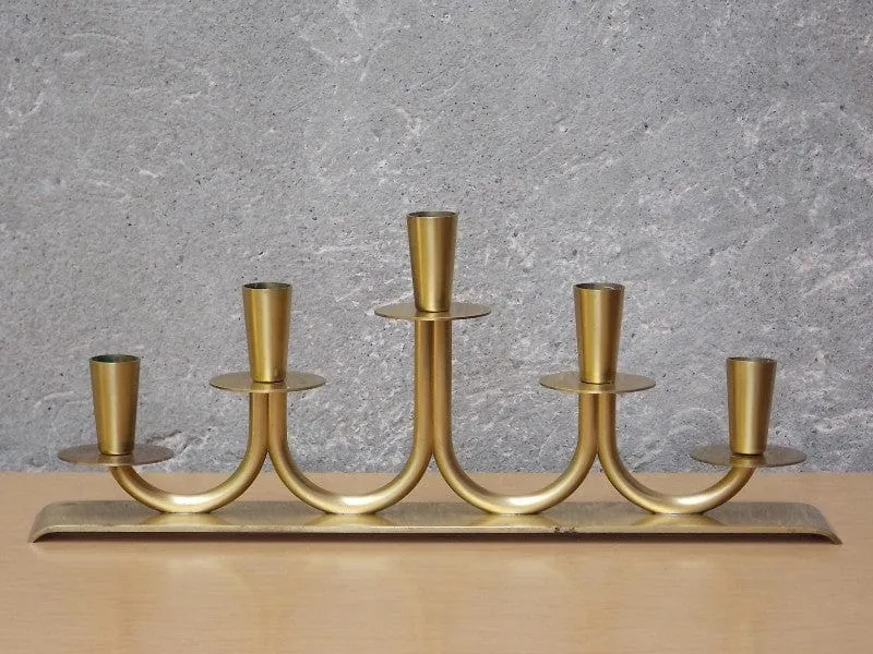 Ystad Metall Solid Brass 5 Candle Centerpiece Candelabra