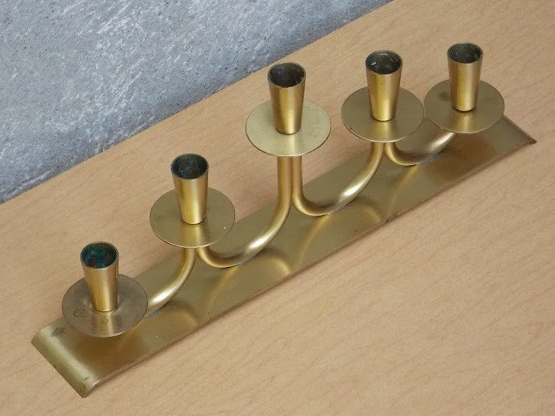 Ystad Metall Solid Brass 5 Candle Centerpiece Candelabra